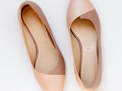 Balerini din piele naturala grej-roz D48 - orice culoare